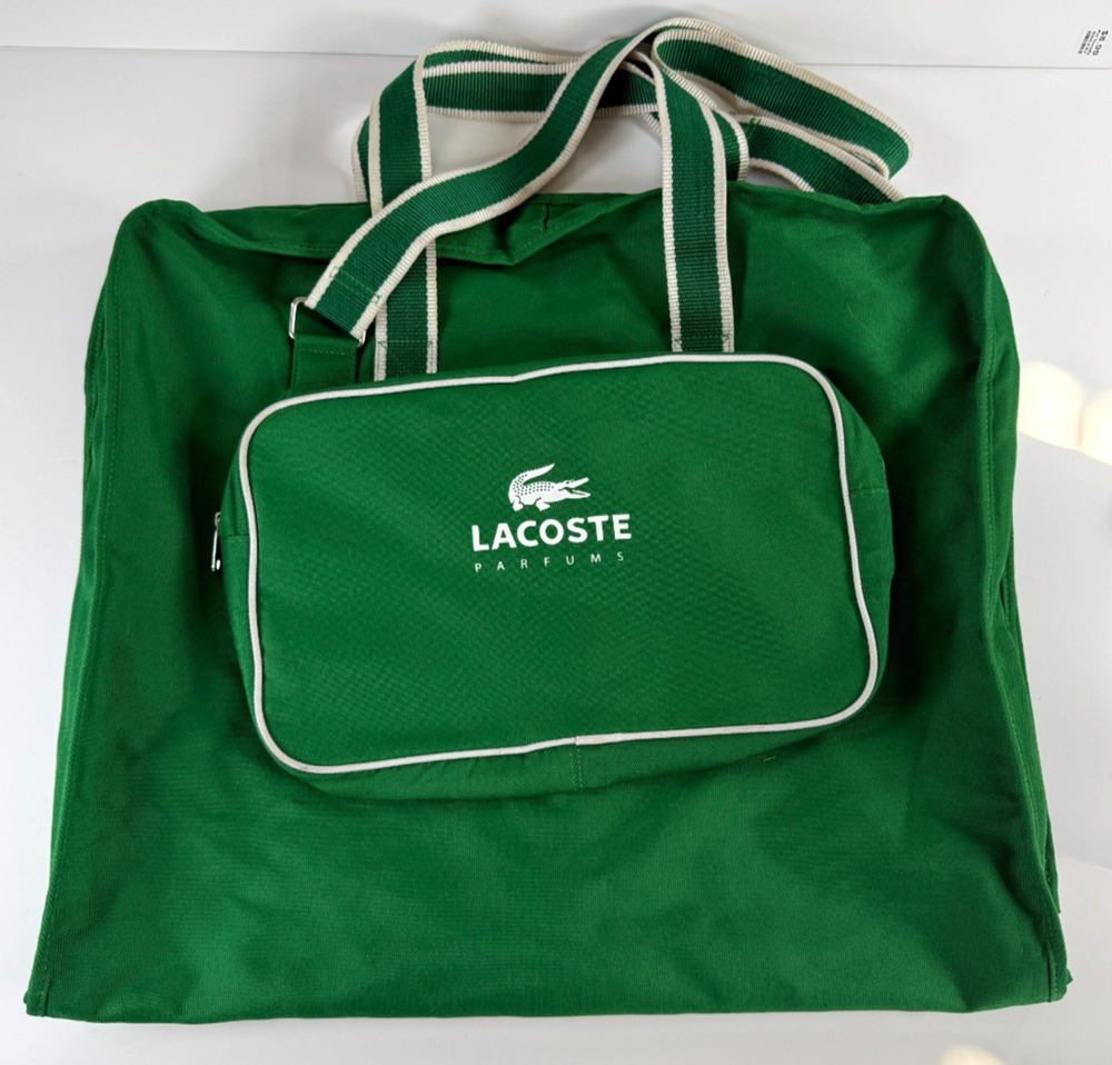 Lacoste Parfums Green Garment Bag 34" Foldable Travel Suitcase Tote Vintage